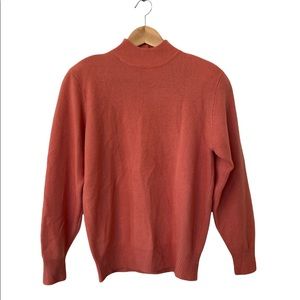 Neiman Marcus Vintage Cashmere Coral Mockneck Sweater Size M